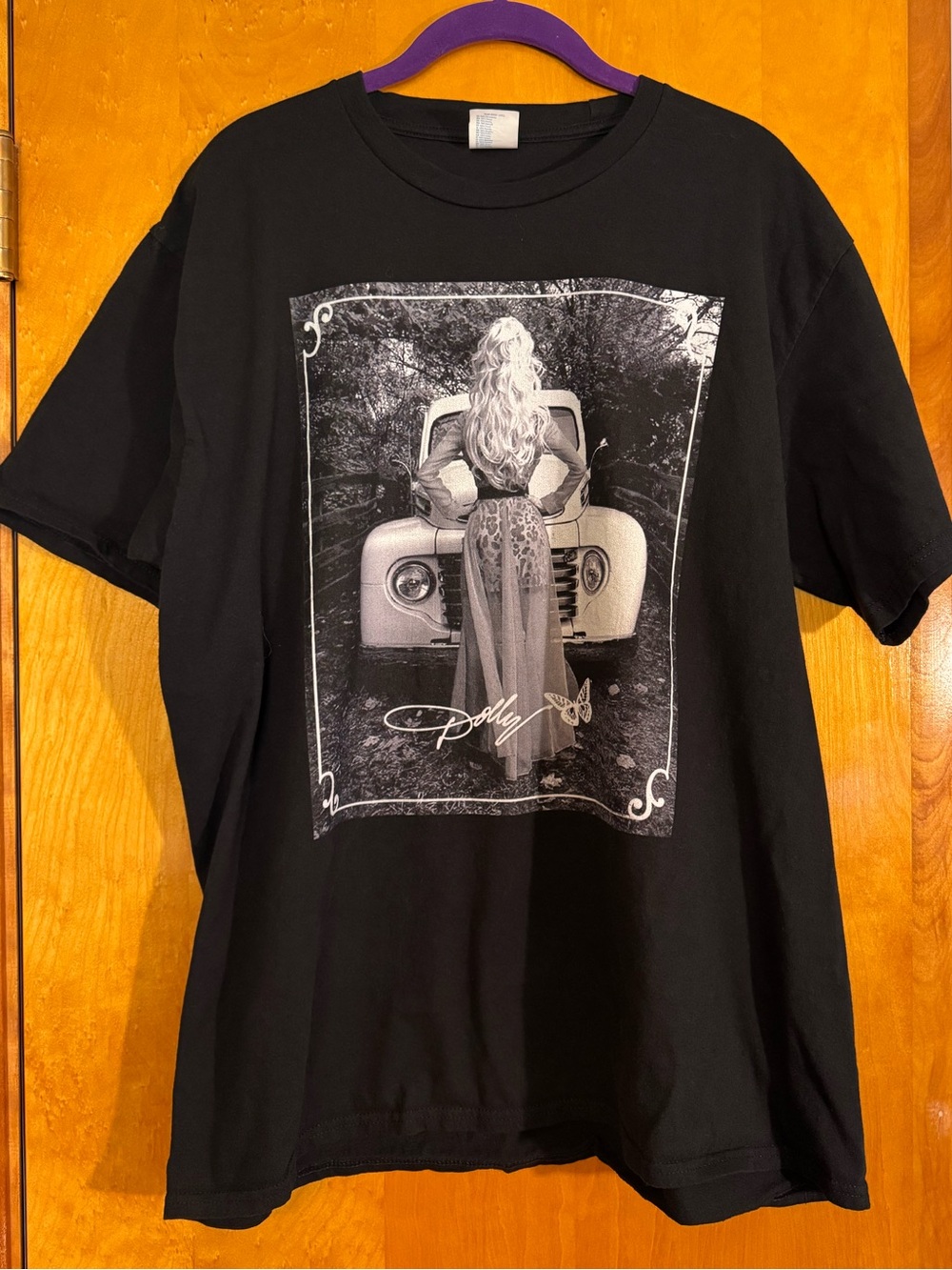 Black Dolly Parton Graphic T-Shirt with Vintage Photo Front